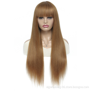 Vigorous free sample  wholesale 9A grade brown straight double drawn real raw brazilian human hair half wig